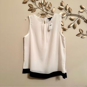 NWT Banana Republic Factory Sleeveless Chiffon Black and White Color Block Top